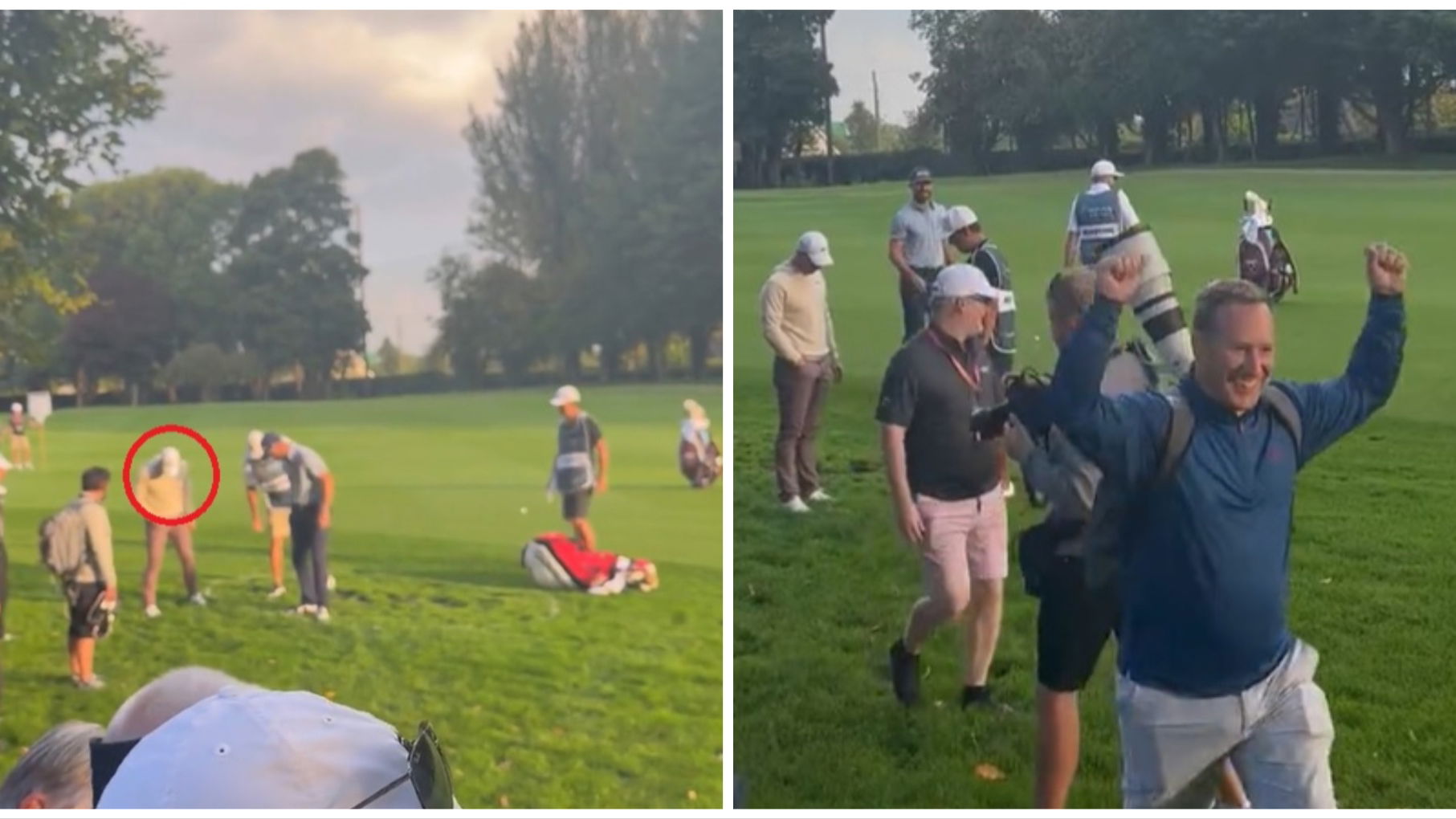 Watch: Golf fan GIVES IT LARGE after finding Rory McIlroy's ball